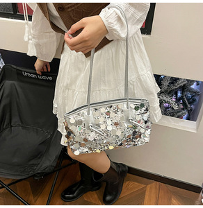 Sac à main de luxe pour femme <span class=keywords><strong>Loui</strong></span> French Famous REP, collection 2026, à sequins, avec fermeture éclair, pliable, deux poignées/bretelles - Product Image 1