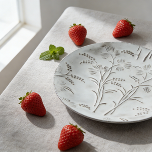 <span class=keywords><strong>Assiette</strong></span> en céramique de style campagnard, couleur terre naturelle, relief de fleurs de <span class=keywords><strong>pissenlit</strong></span>, fabrication sur mesure, facile à nettoyer - Product Image 3