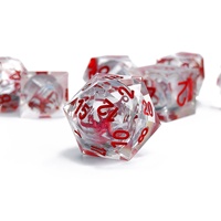 Lot de 7 dés polyédriques DND carrés en résine rouge Dragon à noyau liquide, écologiques et personnalisables, pour jeux de rôle RPG