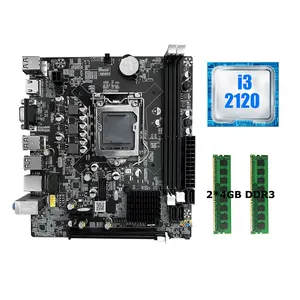 H61 Motherboard LGA 1155 Combo, dengan Core I3 2120 CPU dan DDR3 4GB * 2 1600MHZ memori Desktop mendukung Slot saluran ganda