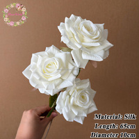 Rangkaian Bunga Mawar Putih 3 Tangkai Sutra Buatan Berkualitas Grosir untuk Dekorasi Pernikahan