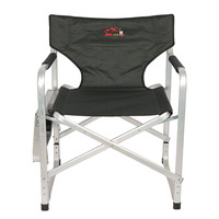 Chaise de directeur en alliage d'aluminium noir, tissu Oxford, chaise pliante portable multifonctionnelle avec/sans table latérale pour la pêche