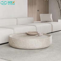 Table basse HZX STONE durable, écologique et moderne en FRP avec socle en marbre, design rond, non pliable, meubles de salon