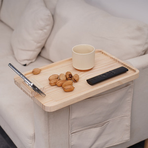 Plateau de canapé en bois avec support pour téléphone, plateau pliable pour le petit-déjeuner et la dégustation du thé - Product Image 3