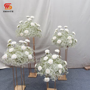 Boule de fleurs artificielles SMOOTH Hot Indian Royal White Rose pour centre de table de mariage, design asymétrique brisé, 1,8-2,4 m - Product Image 6