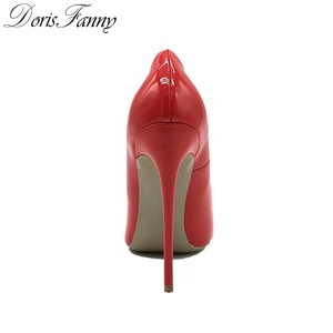 Women's Bridal Formal <b>Shoes</b> <b>Red</b> Patent <b>Leather</b> Upper Breathable Customizable Sole Pointed Toe Stiletto Stones Super High Heel - Product Image 5