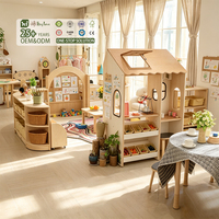 Ensemble de table et armoire de rangement sécurisée moderne Hikeylove pour garderie, crèche, salle de classe, école maternelle, mobilier en bois