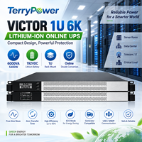 UPS Online Lithium 1U Rack 6000VA 5400W Fase Tunggal dengan Faktor Daya 0.9 untuk Aplikasi Server Telekomunikasi