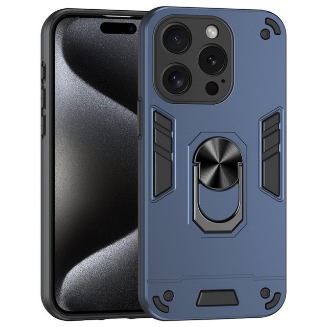 Anti-Drop Rotating Ring Kickstand Cover PC TPU Cell Phone Case for iPhone 15 Pro Max