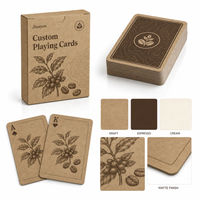 Cartes à Jouer Personnalisées en Papier, Jeu de 54 Cartes, Finition Mate, Motif Café Botanique, Cartes Cadeaux Promotionnelles avec Boîte Kraft Non Emballée