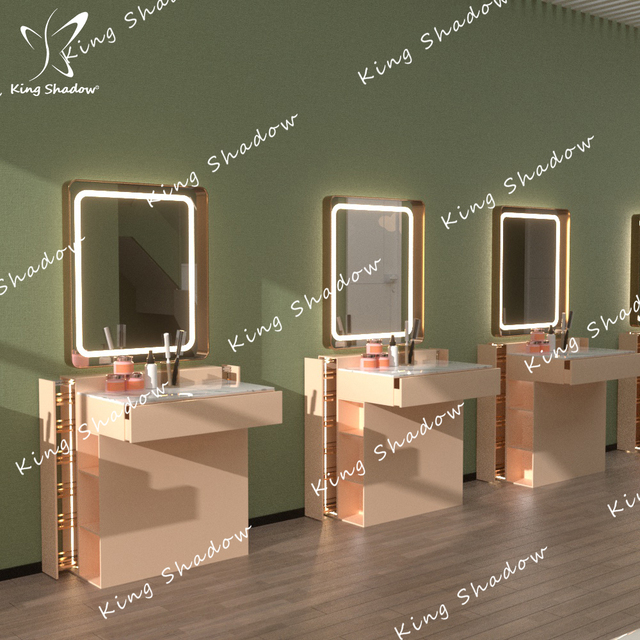 Mirror Station with Led Light for Hair Salon Store
