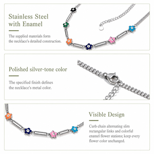 Collier en Y avec zircone cubique, en acier inoxydable plaqué or 14 carats sous vide, chaîne délicate à maillons - Product Image 2