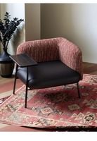 Fauteuil individuel de luxe de style italien avec table intégrée, fauteuil de loisirs pivotant en tissu de designer moderne pour salons