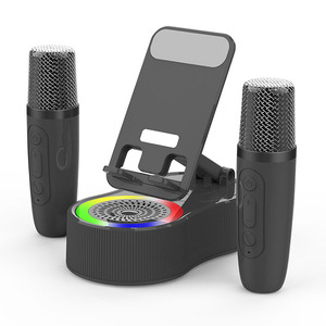 Haut-parleur LED de chant de microphone de karaoké Portable BT MinI avec support de téléphone pliable et fonction de charge pour le <span class=keywords><strong>camping</strong></span> de voiture de fête - Product Image 1