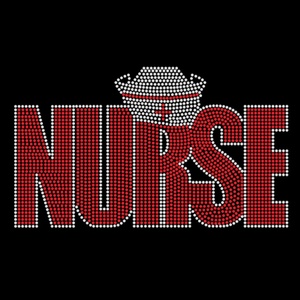 แผ่นปะติดเสื้อผ้าลายพยาบาลสีดำประดับเพชรแบบกำหนดเอง - Product Image 5