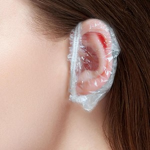 Étanche 4 pièces ensemble cheveux outils accessoires salon de coiffure tissu châle bonnet de bain cache-oreilles gants maison huile <span class=keywords><strong>traitement</strong></span> jetable - Product Image 5
