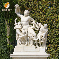 Estatua de Mármol de Laocoon y sus Hijos de MILY, Escultura Clásica de Mármol Blanco Natural, Tamaño Real, en Venta