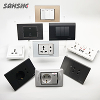 Interruptores de Luz de Pared de Lujo SANSHE CE Tipo 118 y Tomas de Corriente Universales Alemanas Schuko con Salidas de Datos RJ11 RJ45 para Decoración del Hogar