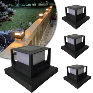 New Design Square Shape Led Pillar Lamp Solar Post Pillar Light Fits 4x4, 5x5 or 6x6 Wooden Posts Outdoor for Garden Fence