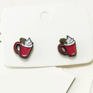 New Arrival High Quality Metal Different Plating Soft Hard Enamel Earrings With Card Package
