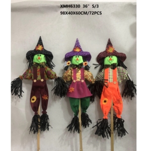 Newpower Fall Autumn Harvest Espantapájaros de Halloween con estacas de bambú Total H 60 pulgadas para estacas de jardín Home Deco - Product Image 5