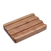 Étui à Savon Décoratif en Bambou Écologique Naturel à Rainures, Ensemble Moderne de Six Pièces, Porte-Savon Auto-Drainant pour Salle de Bain et Douche