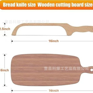 Wooden <b>Bread</b> <b>Knife</b> And Cutting Board Set 12 In Stainless Steel Blade With Handle For Baking Slicing - Product Image 5