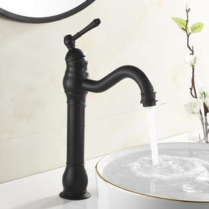 <span class=keywords><strong>Robinet</strong></span> de lavabo en laiton <span class=keywords><strong>noir</strong></span> mat durable à montage sur pont, style rétro européen antique, à trou unique et à poignée unique pour salle de bain - Product Image 4
