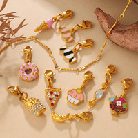 Pendentif mignon en forme de cookie, de beignet ou de dessert |   Breloques en acier inoxydable pour bijoux DIY, idéales pour bracelets et colliers, vente en gros