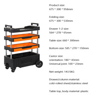 Chariot à outils d'entretien mobile quatre couches pièces chariot pliable réparation de voiture multifonctionnel petit chariot étagère couche armoire à outils