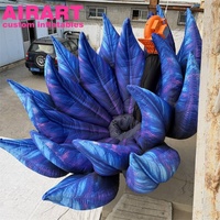 Grande fleur gonflable bleu glacé scintillant, décoration de fleur bleu glacé gonflable pour extérieur, pelouse, boîte de nuit, fête