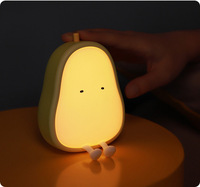 Lampe de nuit LED en forme de poire de dessin animé mignon capteur tactile veilleuse ambiante qualité alimentaire USB rechargeable