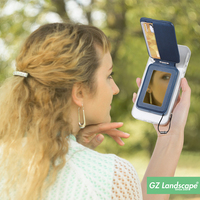 Aangepaste Lederen Spiegel Mobiele Telefoon Kaarthouder Stick Op Mobiele Telefoon Achterzak Magnetische Portemonnee Kickstand Voor Iphone