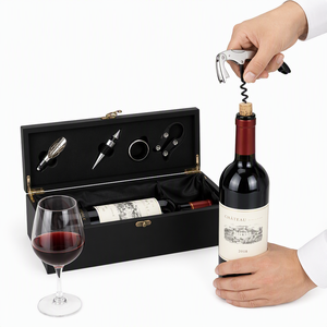 Wine Wooden Gift <b>Box</b> Pine MDF Sliding Lid Laser Engraved Single Double Bottle Sommelier <b>Tool</b> Set Winery Gift Case Factory - Product Image 2
