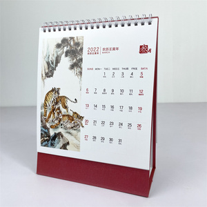 Promotional Custom Logo Printing Vertical Horizontal Spiral Monthly Station Flip Long Desk Calendar