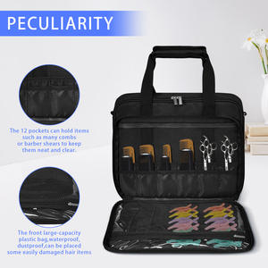 Sac de voyage pour coiffeur en tissu Oxford écologique personnalisé avec fermeture à glissière pour le rangement des outils de coiffure et de barbier - Product Image 3