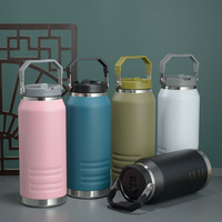 Nouvelle grande capacité 1200 1600ml 50oz bouteille d'eau à large bouche avec couvercle de paille Flip bouilloire extérieure seau à glace gobelet cruche personnalisée