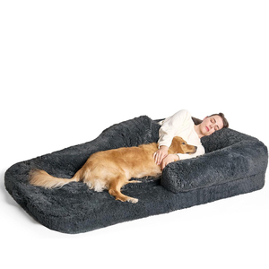 Foldable Square Adult <b>Dog</b> <b>Bed</b> Fashionable Solid Pattern Memory Foam Supportive Removable Washable Cover - Product Image 1