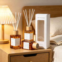 Diffuseur de parfum d'ambiance de luxe 50 ml en verre ambré rechargeable, ensemble de diffuseurs d'arômes longue durée à marque privée