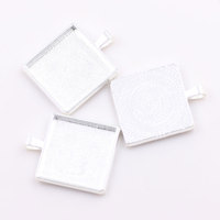 Zhubi 20MM 25MM Quadratisches Glas Cabochon Tablett Lünette Blank Versilberte quadratische Zink legierung Anhänger Basen für DIY Schmuck herstellung