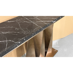 Contemporary Living Room Furniture Rectangle <b>Console</b> <b>Table</b> Natural Stone Top <b>Table</b> With <b>Gold</b> Base 01 Rectangle Cons - Product Image 5