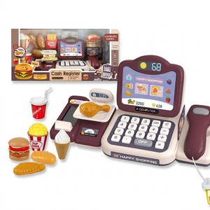 Ensemble de jeu pour restaurant de restauration rapide pour <span class=keywords><strong>enfants</strong></span> : mini-<span class=keywords><strong>caisse</strong></span> <span class=keywords><strong>enregistreuse</strong></span> avec jouets en forme de hamburger, frites, poulet et crème glacée - Product Image 2