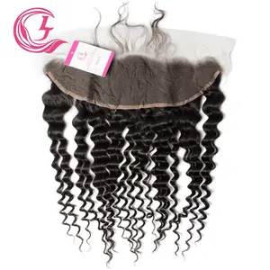 Cljhair Dropshipping Virgin Remy Cuticle Aligned 13X4 10A Grade Deep Wave Hd Lace Frontal Closure