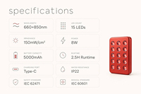 Panneau de luminothérapie infrarouge portable pour voyage, lumière rouge 660nm 850nm avec sangle, batterie haute capacité 5000mAh, contrôle sans fil