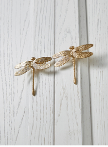 Poignée en laiton doré en forme de libellule, pour tiroir, porte d'armoire, de luxe, en cuivre pur, décoration de la maison, crochet, bouton - Product Image 6