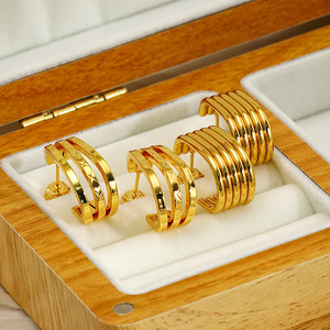 ZOGXIN Gold Plated U Shape Stud Earrings Geometric Design Stainless Steel Fashion Jewelry For Women - Product Image 4