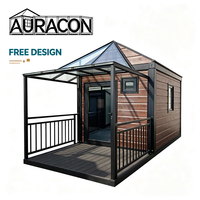 AURACON Maison conteneur préfabriquée extensible à double aile de 20 pieds pour hôtels de jardin, 2 chambres, maison modulaire, salons, étanche