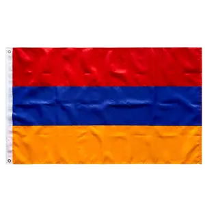 Luxury Made Embroidered Armenian Flag with Brass Grommets Waterproof UV Resistant Embroidered Flag of Armenia