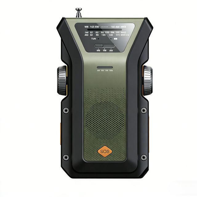 4000mAh Emergency FM Radio Solar Hand Crank USB Charging Power Bank with Flashlight and Built-in Speaker for Outdoor Survival