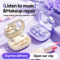 Casque sans fil à clip d'oreille papillon avec perle, super longue autonomie, annulation active du bruit (ANC), étanche IPX-4